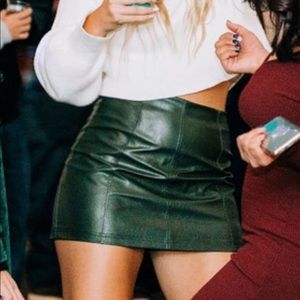 Francesca’s Deep Forest Green Faux Leather Mini Skirt
